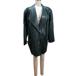 Vintage 80's/90's Winlit Green Leather Coat - Size LG
